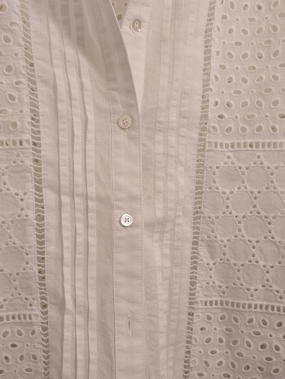 J. McLaughlin Eyelet Pointelle 100% Cotton Button Down Top - Incredible Detail!! - Picture 5 of 10